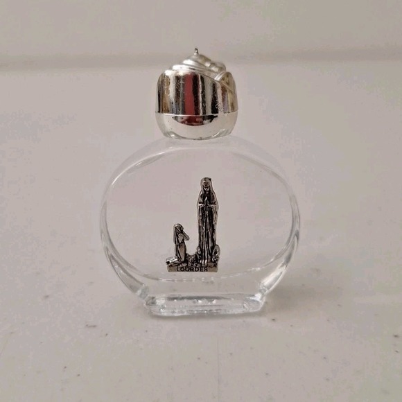 Other - Lourdes French Catholic bottle Of Holy Water Mother Mary in Silver plated